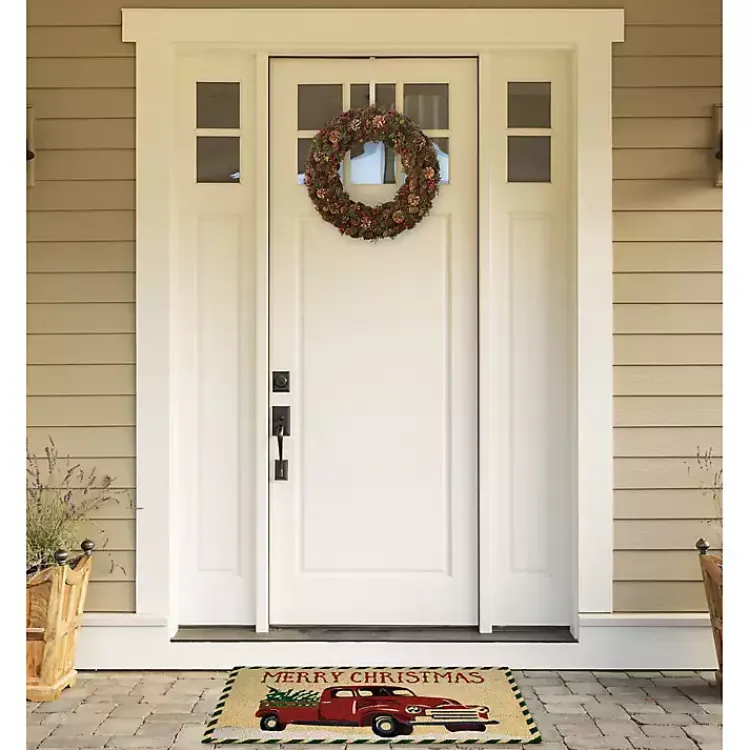 New Red Truck Merry Christmas Tree Doormat Outdoor Christmas Decorations