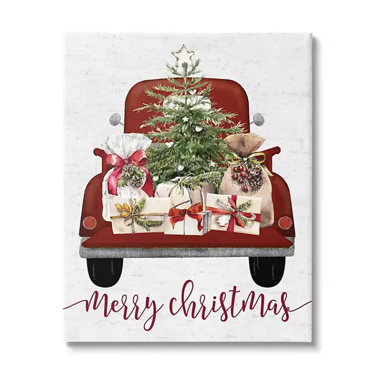 Best Red Truck Merry Christmas Canvas Art Print Christmas Art & Wall Decor