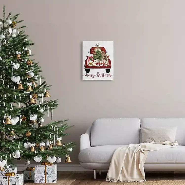 Best Red Truck Merry Christmas Canvas Art Print Christmas Art & Wall Decor