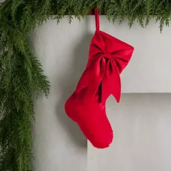 Online Velvet Bow Christmas Stocking Christmas Stockings & Stocking Holders