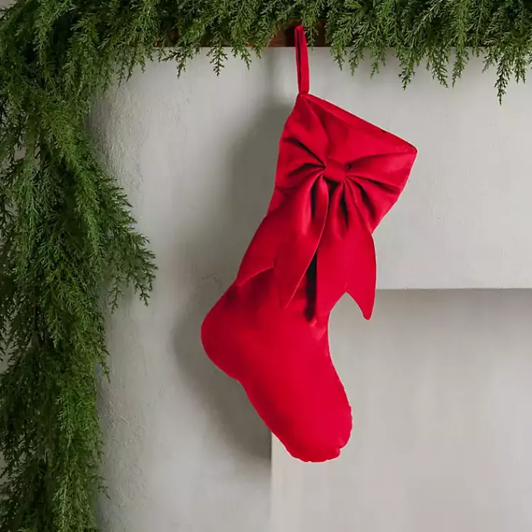 Online Velvet Bow Christmas Stocking Christmas Stockings & Stocking Holders