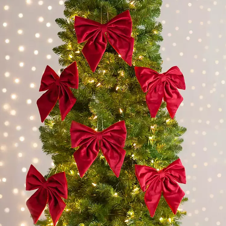 Sale Velvet Bow 6-pc. Ornament Set, 8 in. Christmas Ornaments