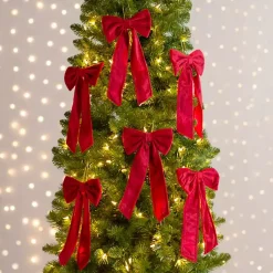 Outlet Velvet Bow 6-pc. Ornament Set, 12 in. Christmas Ornaments