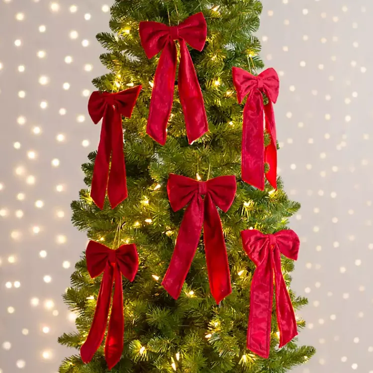 Outlet Velvet Bow 6-pc. Ornament Set, 12 in. Christmas Ornaments