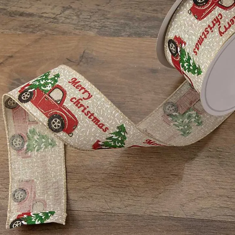 Online Red Vintage Truck 16 yard Christmas Ribbon Christmas Tree Decorations