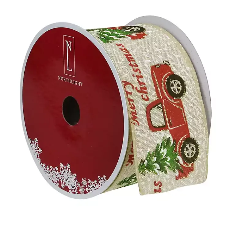Online Red Vintage Truck 16 yard Christmas Ribbon Christmas Tree Decorations