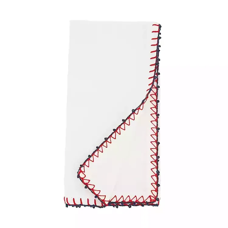 Kirklands Home Table Linens|Red Whipstitch Napkins, Set of 4 White