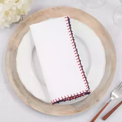 Kirklands Home Table Linens|Red Whipstitch Napkins, Set of 4 White