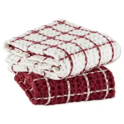 Kirklands Home Kitchen Accessories|Windowpane Oversized Dish Towels, Set of 2 Red
