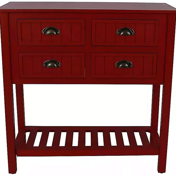 Kirklands Home Console Tables|Wood 4-Drawer Console Table Red