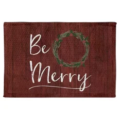Sale Red Wreath Be Merry Accent Rug Christmas Decorations