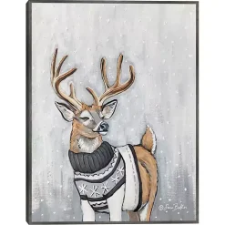Best Reindeer in a Sweater Framed Canvas Art Print Christmas Art & Wall Decor