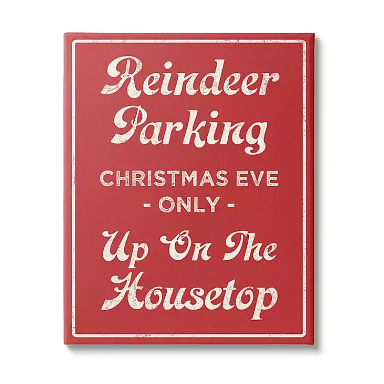 Best Reindeer Parking Canvas Wall Plaque Christmas Art & Wall Decor