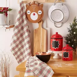 Hot Reindeer Plaid 3-pc. Dishtowel & Potholder Set Christmas Dining & Entertaining