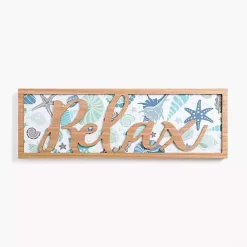 Kirklands Home Wall Quotes & Signs|Relax Seashell Print Wood Wall Plaque