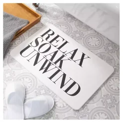 Kirklands Home Bathroom Rugs|Relax Soak Unwind Stone Bath Mat