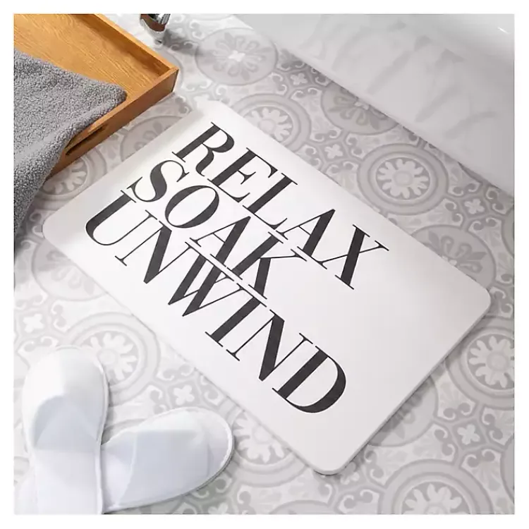 Kirklands Home Bathroom Rugs|Relax Soak Unwind Stone Bath Mat