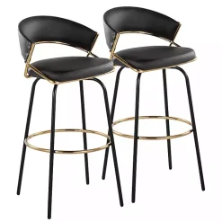 Kirklands Home Bar Stools & Counter Height Stools|Remy Swivel Bar Stools, Set of 2 Black