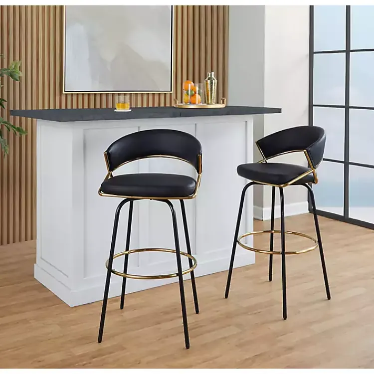 Kirklands Home Bar Stools & Counter Height Stools|Remy Swivel Bar Stools, Set of 2 Black