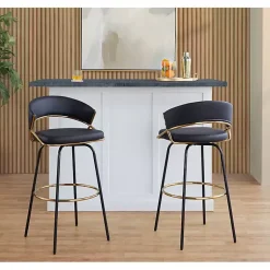 Kirklands Home Bar Stools & Counter Height Stools|Remy Swivel Bar Stools, Set of 2 Black