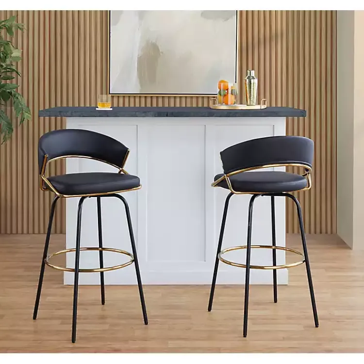 Kirklands Home Bar Stools & Counter Height Stools|Remy Swivel Bar Stools, Set of 2 Black