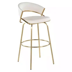 Kirklands Home Bar Stools & Counter Height Stools|Remy White & Gold Swivel Bar Stools, Set of 2 Black