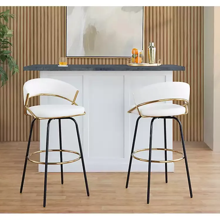 Kirklands Home Bar Stools & Counter Height Stools|Remy Swivel Bar Stools, Set of 2 White