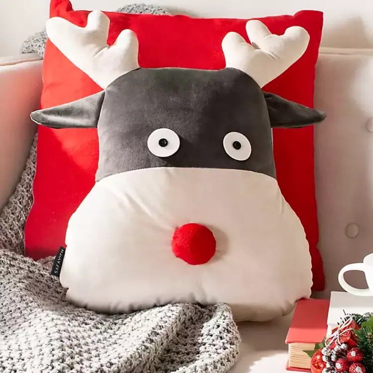 Sale Reno Reindeer Pillow Christmas Pillows