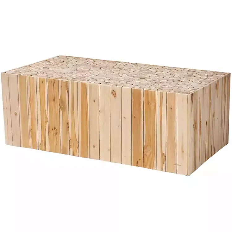 Kirklands Home Coffee Tables|Repurposed Wood Logs Recgle Coffee Table Tan
