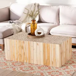 Kirklands Home Coffee Tables|Repurposed Wood Logs Recgle Coffee Table Tan