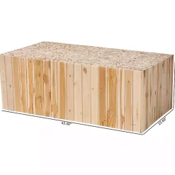 Kirklands Home Coffee Tables|Repurposed Wood Logs Recgle Coffee Table Tan