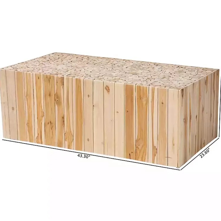 Kirklands Home Coffee Tables|Repurposed Wood Logs Recgle Coffee Table Tan