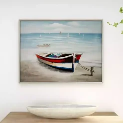 Kirklands Home Framed Art|Resting Rowboat Framed Canvas Art Print