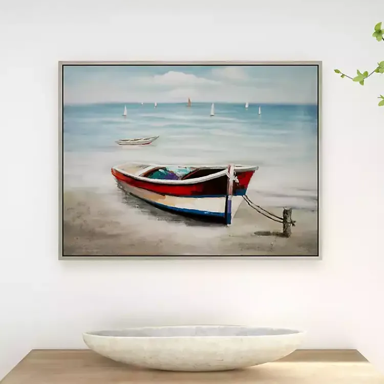 Kirklands Home Framed Art|Resting Rowboat Framed Canvas Art Print