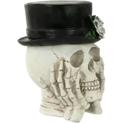New Resting Skull in a Top Hat Halloween Decoration Halloween