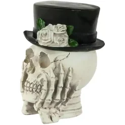 New Resting Skull in a Top Hat Halloween Decoration Halloween