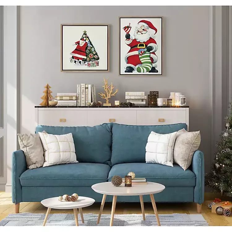 Sale Retro Santa with Martini Framed Canvas Art Print Christmas Art & Wall Decor
