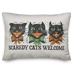 Hot Retro Scaredy Cats Welcome Outdoor Accent Pillow Halloween