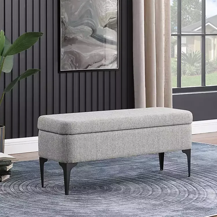 Kirklands Home Benches & Ottomans|Ricardo Woven Storage Bench Gray