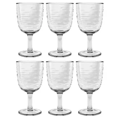 Kirklands Home Glassware & Drinkware|Ripple Shatterproof Goblet Glasses, Set of 6 Clear