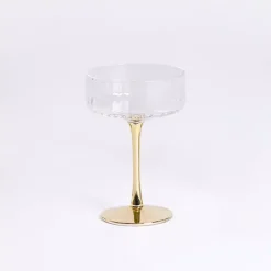 Kirklands Home Glassware & Drinkware|Ripple Gold Base Coupe Wine Glass