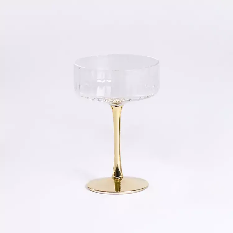 Kirklands Home Glassware & Drinkware|Ripple Gold Base Coupe Wine Glass