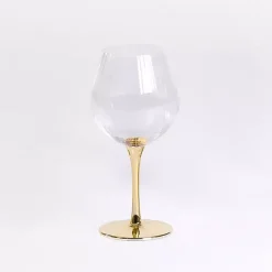 Kirklands Home Glassware & Drinkware|Ripple Gold Base Goblet Wine Glass