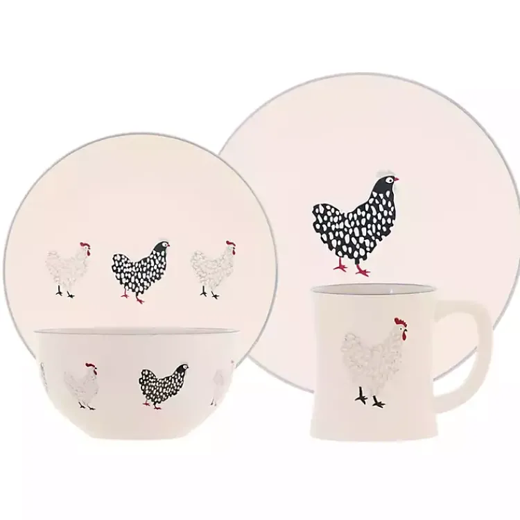 Kirklands Home Dinnerware|Rooster Stoneware 16-pc. Dinnerware Set Ivory