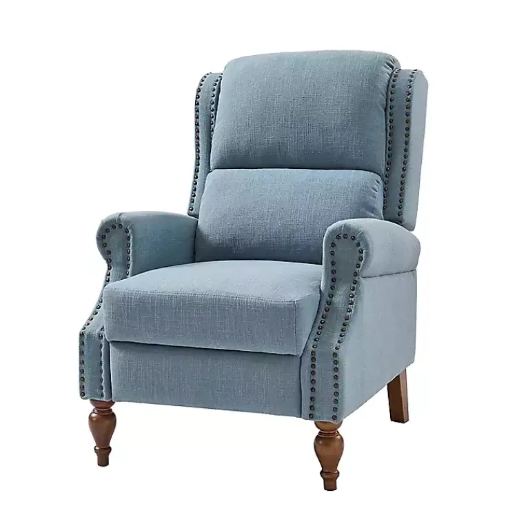 Kirklands Home Accent Chairs|Rosalie Upholstered Manual Recliner Blue