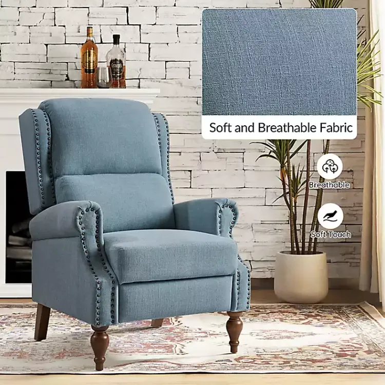 Kirklands Home Accent Chairs|Rosalie Upholstered Manual Recliner Blue