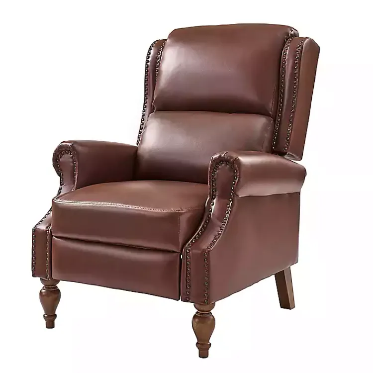 Kirklands Home Accent Chairs|Rosalie Faux Leather Manual Recliner Brown