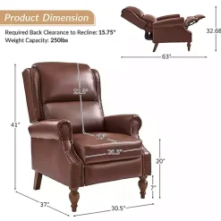 Kirklands Home Accent Chairs|Rosalie Faux Leather Manual Recliner Brown
