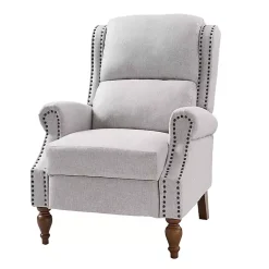 Kirklands Home Accent Chairs|Rosalie Oatmeal Upholstered Manual Recliner White