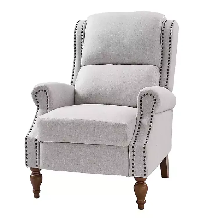 Kirklands Home Accent Chairs|Rosalie Oatmeal Upholstered Manual Recliner White